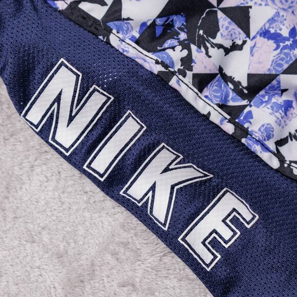 Nike Dry Fit Tempo Lined Running Shorts Purple Flowers Navy Blue Womens Size L - Picture 9 of 12